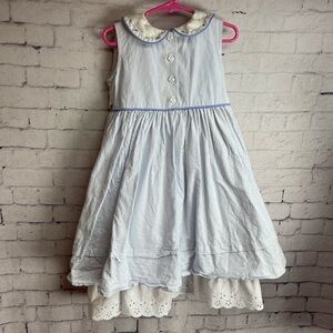 Rebecca Rags size 4 blue and white striped dress with bunny buttons